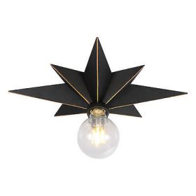 16 inch Flush Mount Ceiling Light, Industrial Black Metal Star Lights