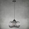 Modern Oblate Black Crystal Chandelier Fixture, Ceiling Pendant light for Living