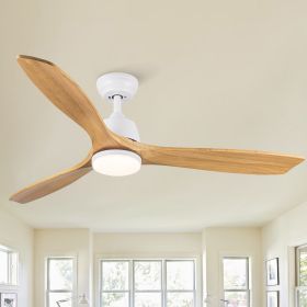 52 in. Indoor Ceiling Fan with light and Remote Control, 3 Yellow Solid Wood Blades