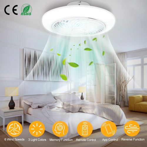 17.71in LED Ceiling Fan with Light Round Pendant Fan Lamp Low Profile Fan Light with 6 Fan Speed 3 Colors Remote Control APP Control Timer Function 17.71in LED Ceiling Fan with Light Round Pendant Fan Lamp Low Profile Fan Light with 6 Fan Speed 3 Colors Remote Control APP Control Timer Function