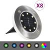 Solar Ground Lights 8 pcs LED Lights RGB Color