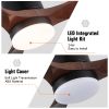 52 in Low Profile Dimmable Integrated Ceiling Fan with 3 Brown Solid Wood Blades