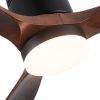 52 in Low Profile Dimmable Integrated Ceiling Fan with 3 Brown Solid Wood Blades