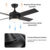 44 in. Indoor Matte Black Ceiling Fans with Dimmable Integrated LED Light and Remote Control