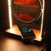 Moving Sand Art Picture with LED;  3D Round Sand Picture Lamp 3 Colors Art Light with Stand Relaxing Desktop Home Decor and Office