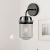 1-Light Wall Lamp with Clear Glass Shade, Modern Wall Sconce, Industrial Indoor Wall Light Fixture for Bathroom Living Room Bedroom Over Kitchen Sink,