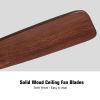 52 in Low Profile Dimmable Integrated Ceiling Fan with 3 Brown Solid Wood Blades