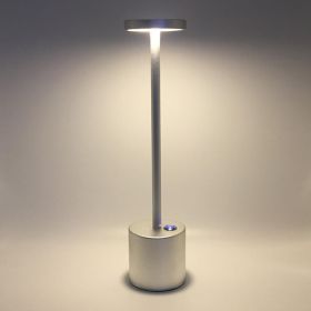 Cordless Rechargeable Touch Control LED Night Light Table Lamp Modern Bedside LED USB Desk Atmosphe Lamp (Color: Silver)