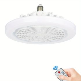 1pc Ceiling Fan With Light, Modern 18inch Remote Control Enclosed Low Profile Ceiling Fan With Light 3 Speed LED Dimming 3 Colors 8 Invisible Bladeles (Color: White)