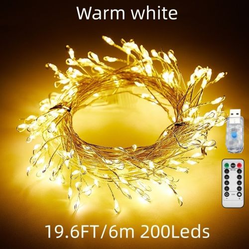 1pc; Fairy Lights Led Firecracker Lights 8 Twinkling Modes USB Remote With Timer Waterproof Cluster Starry String Lights 1pc; Fairy Lights Led Firecracker Lights 8 Twinkling Modes USB Remote With Timer Waterproof Cluster Starry String Lights