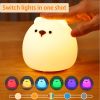 Child Led Night Silicone Light, USB Rechargeable Touch Sensor Colorful Lamp For Kids, Bedroom Bedside Touch Animal Bear Lantern Table Lamps Children's