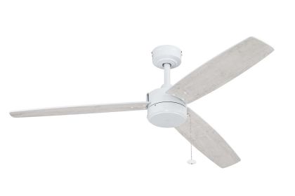 Journal 52" White Modern Indoor/Outdoor Ceiling Fan with 3 Blades, Pull Chain & Reverse Airflow (Color: White)