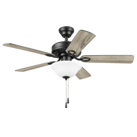 44" Black Traditional LED Ceiling Fan with 5 Blades, Light Kit, Pull Chains & Reverse Airflow (Color: White)