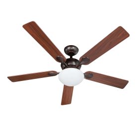 52" Indoor/Outdoor Oil Rubbed Bronze 5 Blade Reverse Airflow Ceiling Fan, 1 LED Light Bulb (Color: oilrubbedbronze)