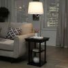 Floor Lamp Bedside Desk with USB Charging Ports Shelves