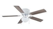 44" Hugger Indoor Ceiling Fan with Single Light, White, 5 Blades, LED Bulb, Reverse Airflow