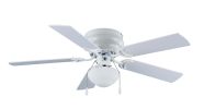 44" Hugger Indoor Ceiling Fan with Single Light, White, 5 Blades, LED Bulb, Reverse Airflow